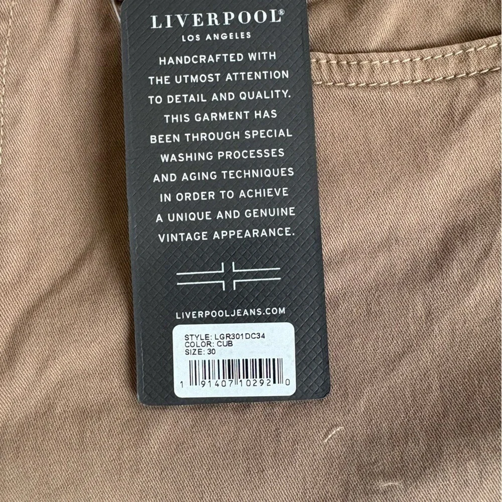 Liverpool Men's 30x34 Cub Relaxed Straight‎ Pants Brown Casual NEW